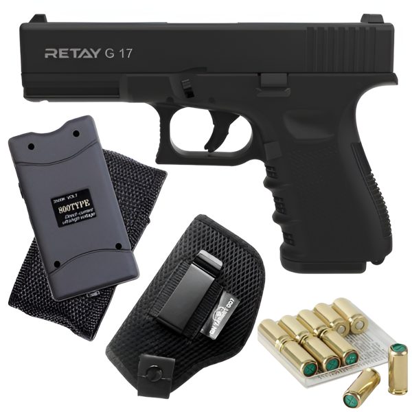 Retay G17 Blank Gun Black with 10 blanks stun gun, Holster