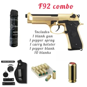 Blow F92 Gold Blank Gun with 10 Blank Bullets