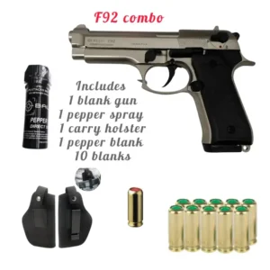 Blow F92 Satina Blank Gun with 10 Blank Bullets, 1 Pepper Bullet & Holster